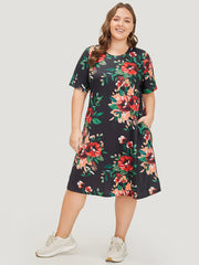 Floral Print Pocket Midi Dress