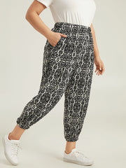 Boho Print Elastic Waist Harem Pants