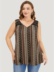 Bandana Print Tassels Lace Tank Top