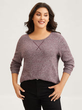 Solid Heather Round Neck Stitch Sweatshirt