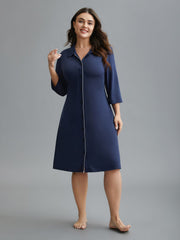 Shirt Collar Sprout Strip Lounge Dress