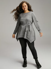 Solid Heather Belted Hanky Hem T-shirt