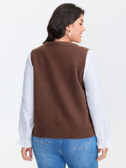 Heart Print Button Front Cardigan Vest