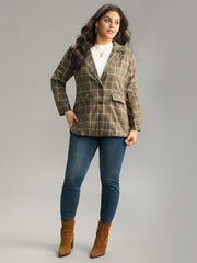 Plaid Flap Pocket Button Through Blazer
