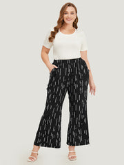 Geometric Print Pocket Bootcut Pants