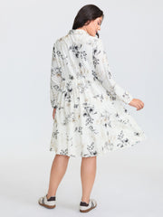 Floral Print Drawstring Waist Midi Dress