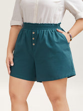 Smocked Waist Buckle Button Shorts