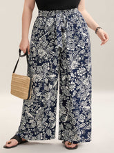 Floral Print Waist-Tie Straight-Leg Pants