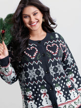 Snowman Holiday Jacquard Pockets Knit Cardigan