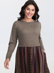 Heather Knit Stripe Layered Midi Dress