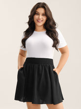 Shirred Waist Pockets Flowy Mini Skirt
