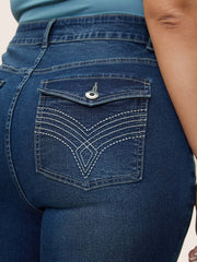 Plain Pocket Embroidered Skinny Jeans