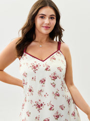 Satin Rose Crisscross Back Straps Sleep Dress