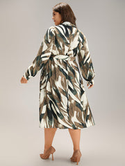 Colorblock Contrast Belted Button Through Dress