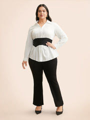 Shirt Collar Contrast Patchwork Shirt