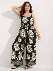Boho Floral Cami Pockets Jumpsuit
