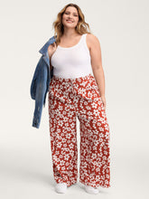 Floral Print Wide-Leg Drawstring Pants