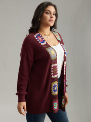 Floral Embroidered Open Front Cardigan