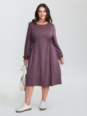 Adjustable Drawstring Side Midi Dress