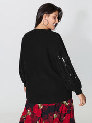 Sequin Embroidered Textured Pullover
