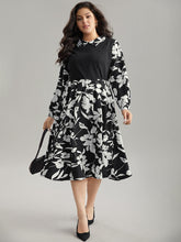 Silhouette Floral Print Patchwork Ruffle Hem Dress