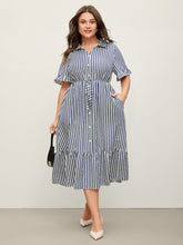 Striped Tie-Front Midi Shirt Dress