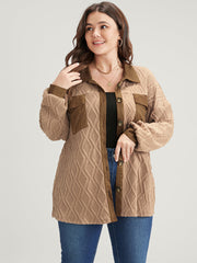 Geometric Contrast Flap Pocket Button Up Shirt