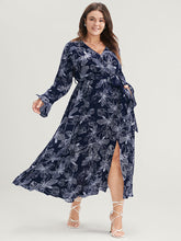 Floral Print Belted Pocket Split Hem Wrap Dress