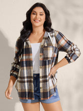 Plaid Print Textured Hooded Jacket