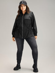 Wind-Resistant Zipper Fly Drawstring Jacket