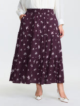 Floral Shirred Waist Tiered Maxi Skirt