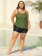 Non-Removable Cups Asymmetrical Hem Swim Tankini