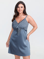 Satin Lace Detail Lounge Dress