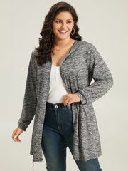 Plain Heather Zipper Pocket Hooded Jacket