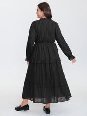 Ruffled Tiered Drawstring Neckline Maxi Dress