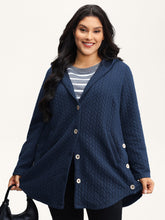 Textured Button-Down Long Jacket