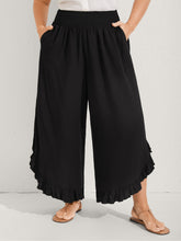Ruffled Curvy Hem Wide-Leg Pants