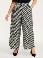 Geometric Print Stretchy Waist Wide-Leg Pants