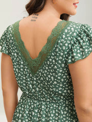 Floral Print Backless Ruffled Jumpsuit