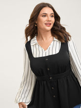 2-in-1 Button Vest Striped Blouse