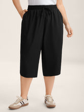 Shirred Waist Tie Straight-Leg Crop Pants