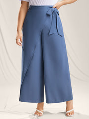 Belted Wrap Detail Wide-Leg Pants