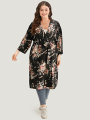 Boho Print Belted Open Front Kimono
