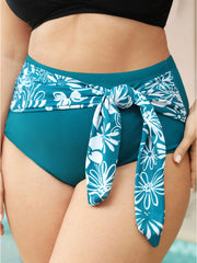 Tropical Patchwork Knotted Front Bikini Bottom