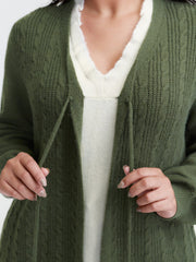 2-in-1 Cableknit Layered Tie Pullover