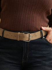 Square Buckle Velvet Belt