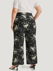 Floral Print Pocket Belted Pants