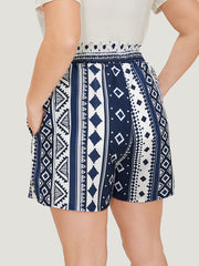 Bandana Shirred Waist Pocket Shorts