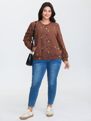 Sunflower Textured Embroidery Button Jacket