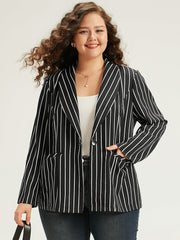 Striped Suit Collar Button Up Blazer